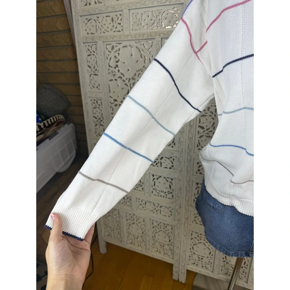 Vtg Isle Of Cotton Crewneck Golf Sweater Sz‎ S Preppy Twee Checkered 90's Sporty